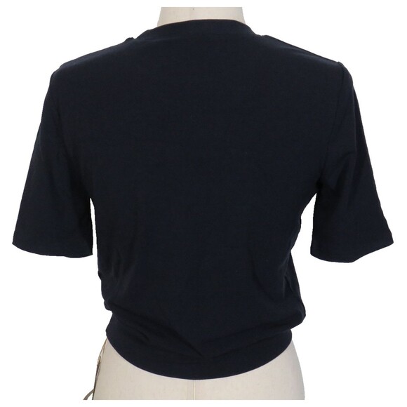 OGL Soft Stretchy Wool Blend Short Sleeve Banded Hem Brami Top Navy Size Small - Picture 9 of 11